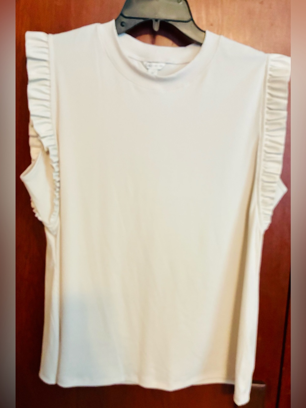 Cato Cream Ruffle Sleeve Tank Top